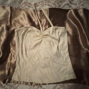 Agolde Cream Ribbed One-Strap Camisole Sz L